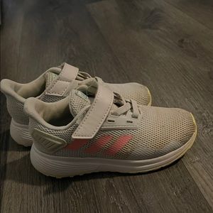 Toddler girls Adidas shoes.
